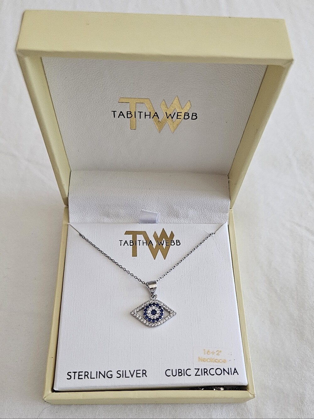 Tabitha Webb Sterling Silver 925 Evil Eye Cubic Zirconia Pendant Necklace